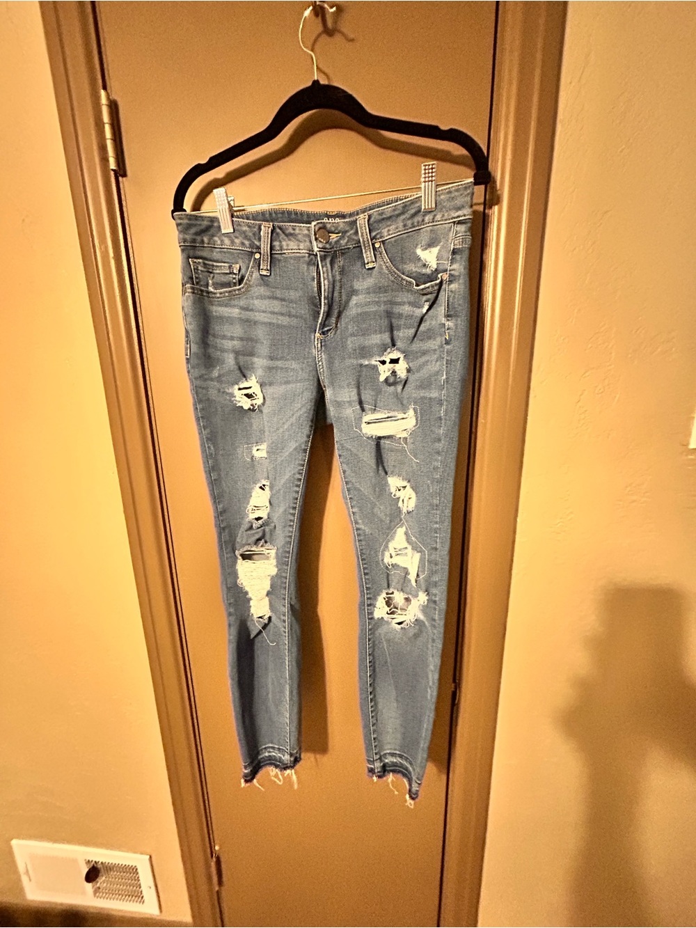 a.n.a Distressed Light Blue Skinny Jeans